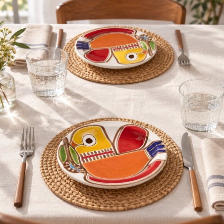 Round plate Strombolicchio De simone handmade sicilian pottery Round plate Strombolicchio De simone handmade sicilian pottery